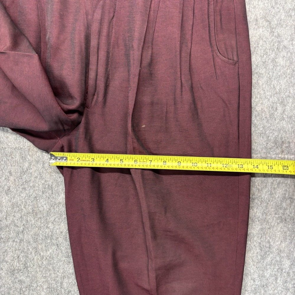 True Vintage Policy Designs Trouser Pants Rayon Maroon Men's 34x26 Balloon 60s - Picture 8 of 15